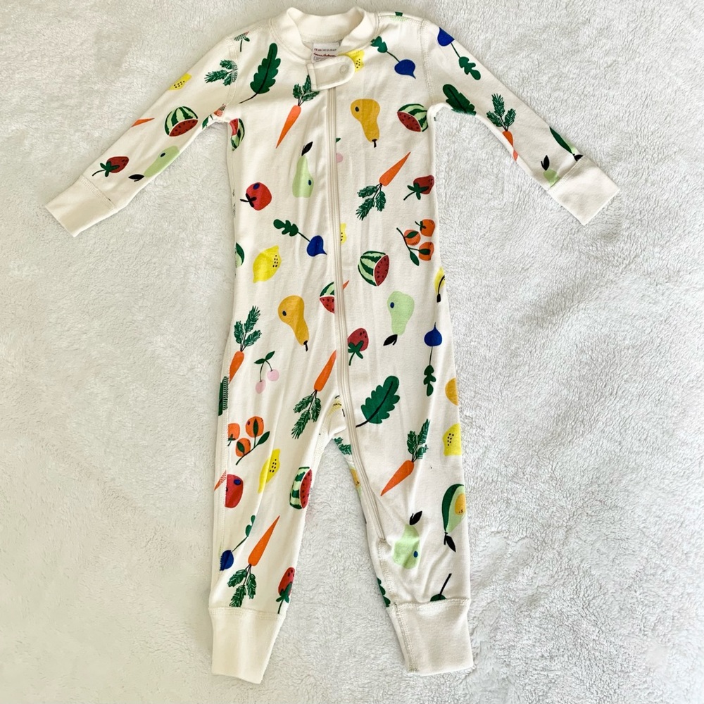Hanna Andersson Zip-up Onesie in Fruits & Veggies Print, Size 12-18M